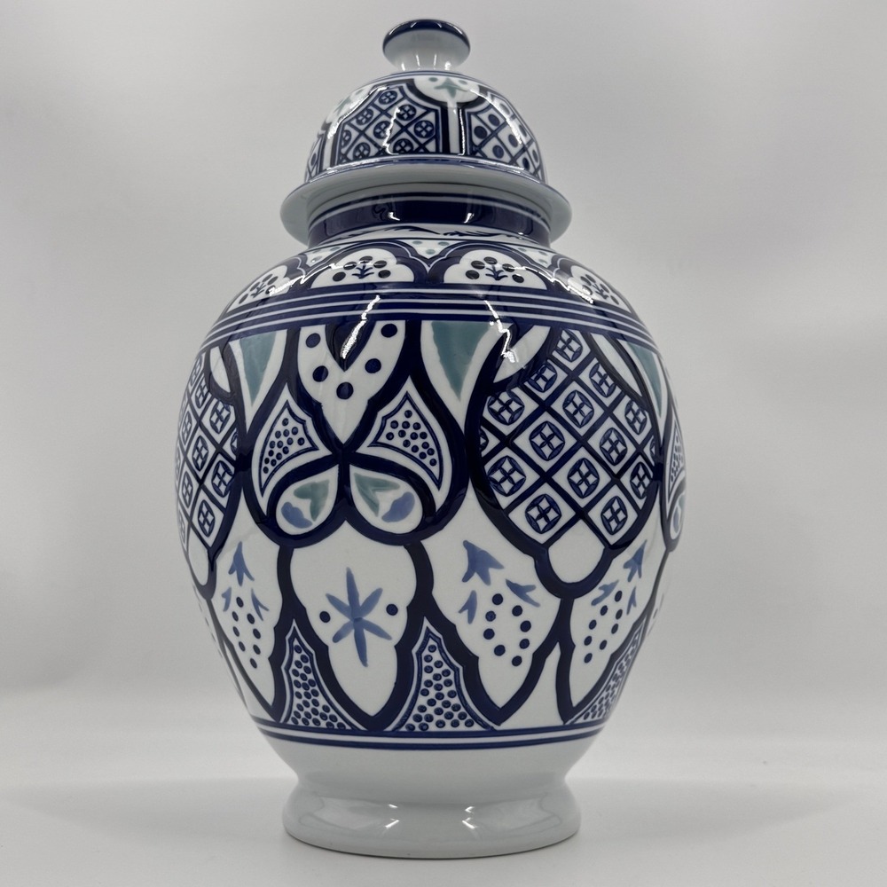 Extra Large Oversized Chinoiserie Ginger Jar – 19" Blue & White Temple Jar